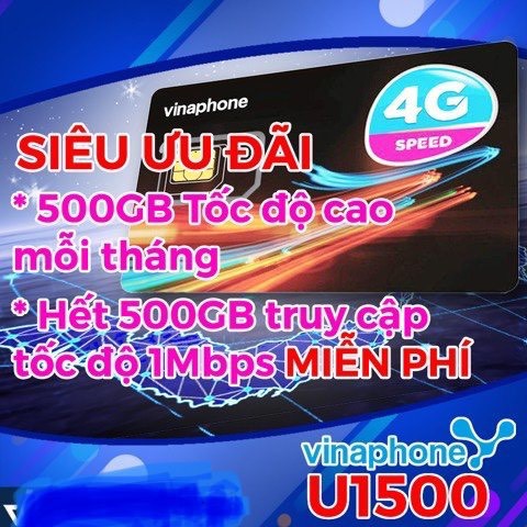 Sim 4G Vinaphone, Siêu data cho thiết bị giám sát, U900 Và U1500 Tặng 500GB/Tháng