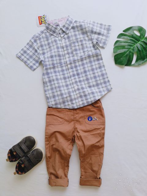 Áo sơ mi sọc caro bé trai disney dư xịn