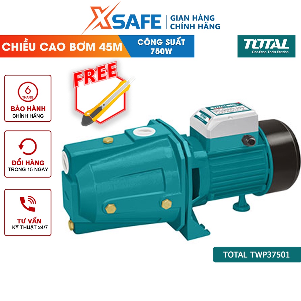 Máy bơm nước 750W TOTAL TWP37501 motor dây đồng chiều cao bơm tối đa 45m, lưu lượng tối đa 60 lít/p