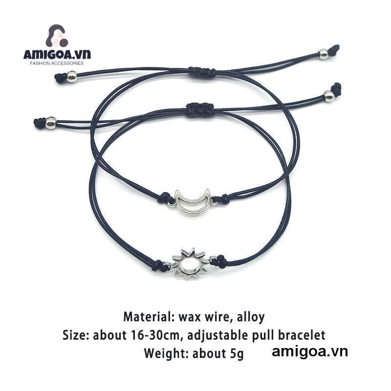 ✨✨Set 2 Vòng Tay Hình Mặt Trăng/Mặt Trời Có Thể Điều Chỉnh Thời Trang Cho Cặp Đôi