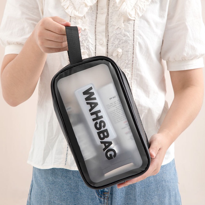Túi washbag chất da PU dùng để đựng đồ đi du lịch size 22x12x8 cm đủ màu giúp bảo quản đồ đạc ngăn nắp