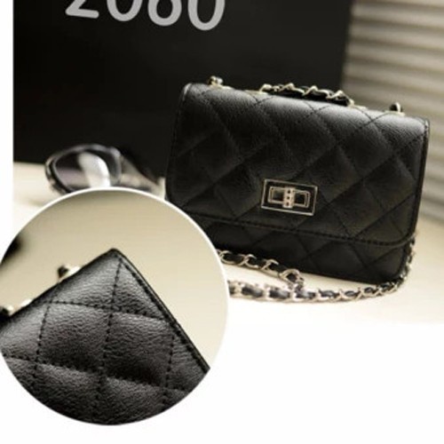 Túi đeo chéo nữ trần chỉ khóa vặn size 18cm Superbag 349