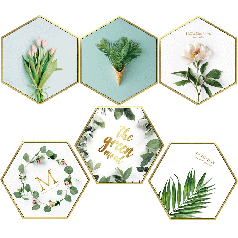 Set 6 khung decal lục giác 3D dán tường [GIÁ SĨ] trang trí nhà cửa siêu đẹp, siêu chất AmyShop