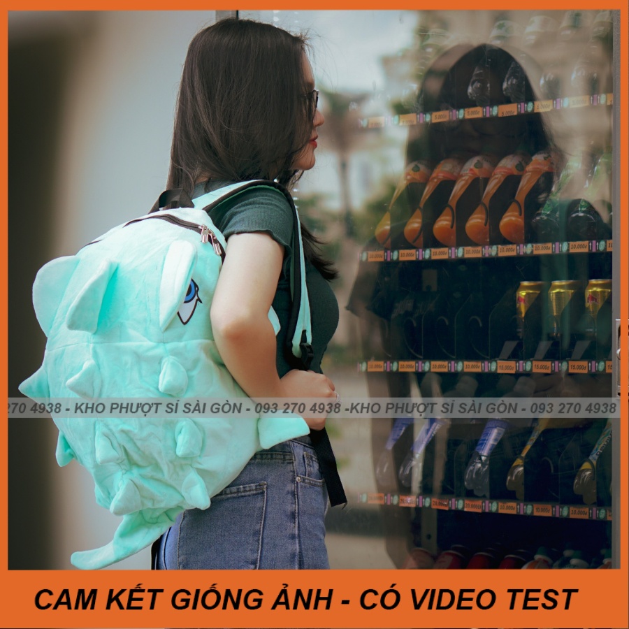 Balo màu xann ngọc bích kiểu khủng long có đuôi kute cho bạn nữ học - Balo tắc kè nhiều màu