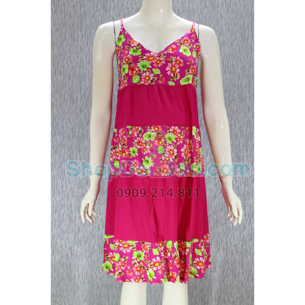 Đầm bầu mặc nhà cổ tim - tôn bông (Mã số: DN469)