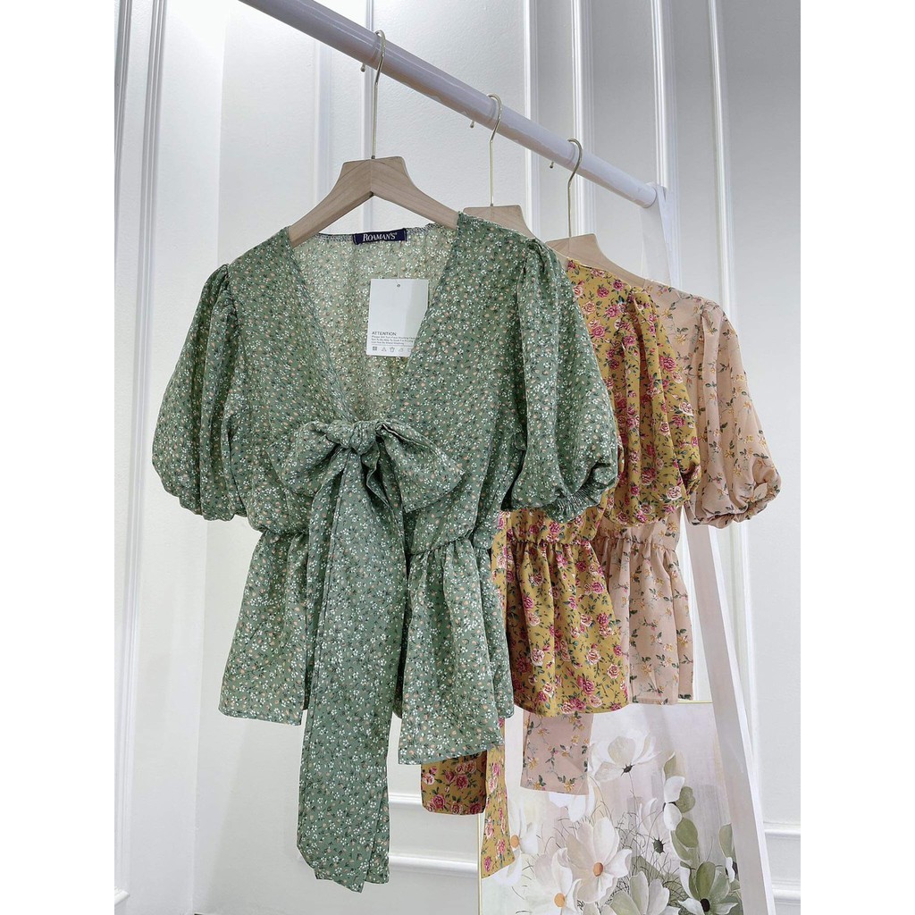 Set Von Hoa Nhí Cổ Tim Chân Váy Rúm Đuôi Cá Kèm Quần Trong | BigBuy360 - bigbuy360.vn