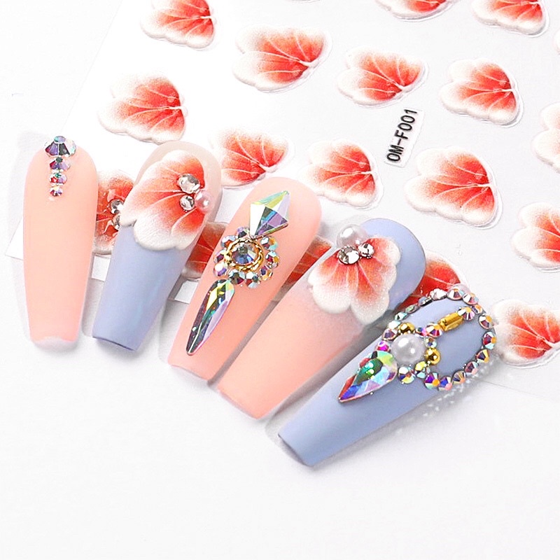 sticker hoa nổi 5d dán móng tay nail