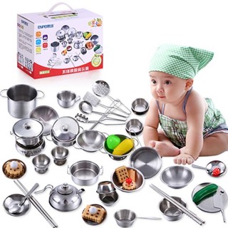 Bộ Đồ Chơi Nấu Ăn Bằng Inox 40 Món Cho Các Thiên Thần