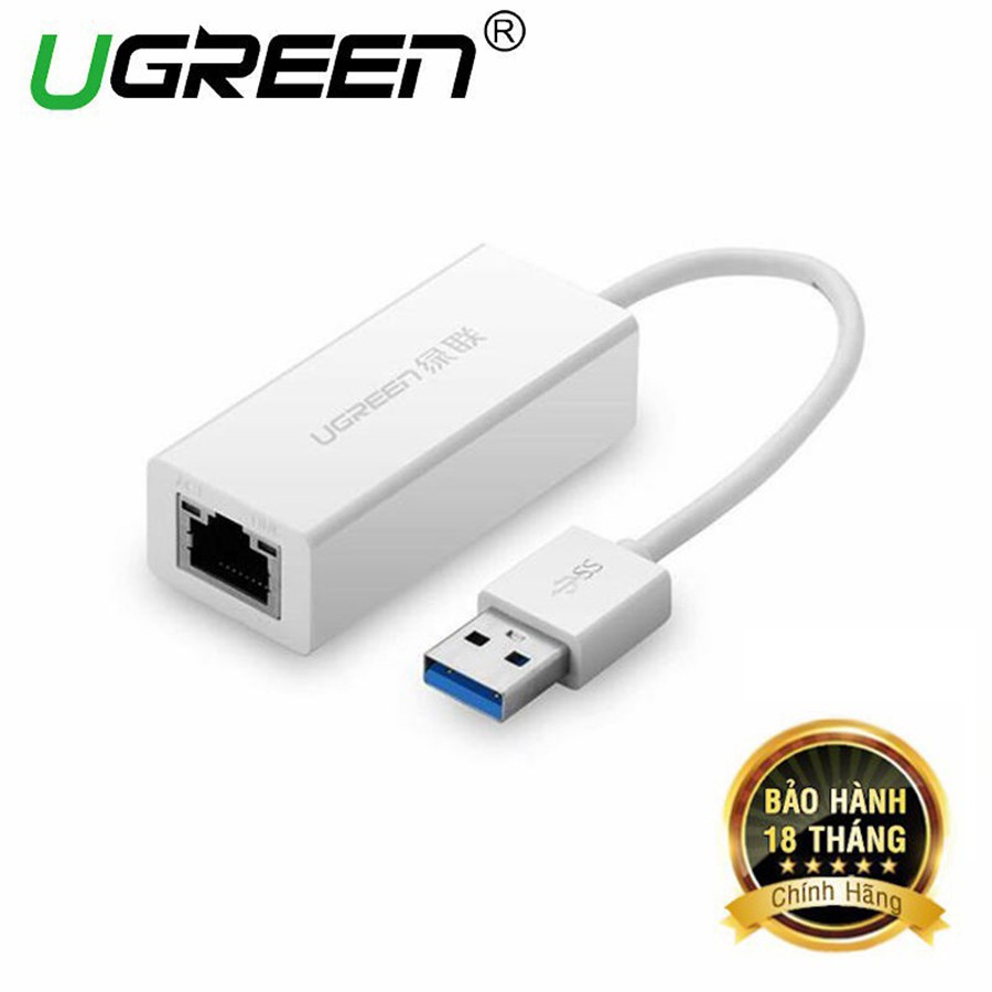 Cáp chuyển USB 3.0 to Lan Ugreen 20255 hỗ trợ 10/100/1000 Mbps chính hãng - HapuStore