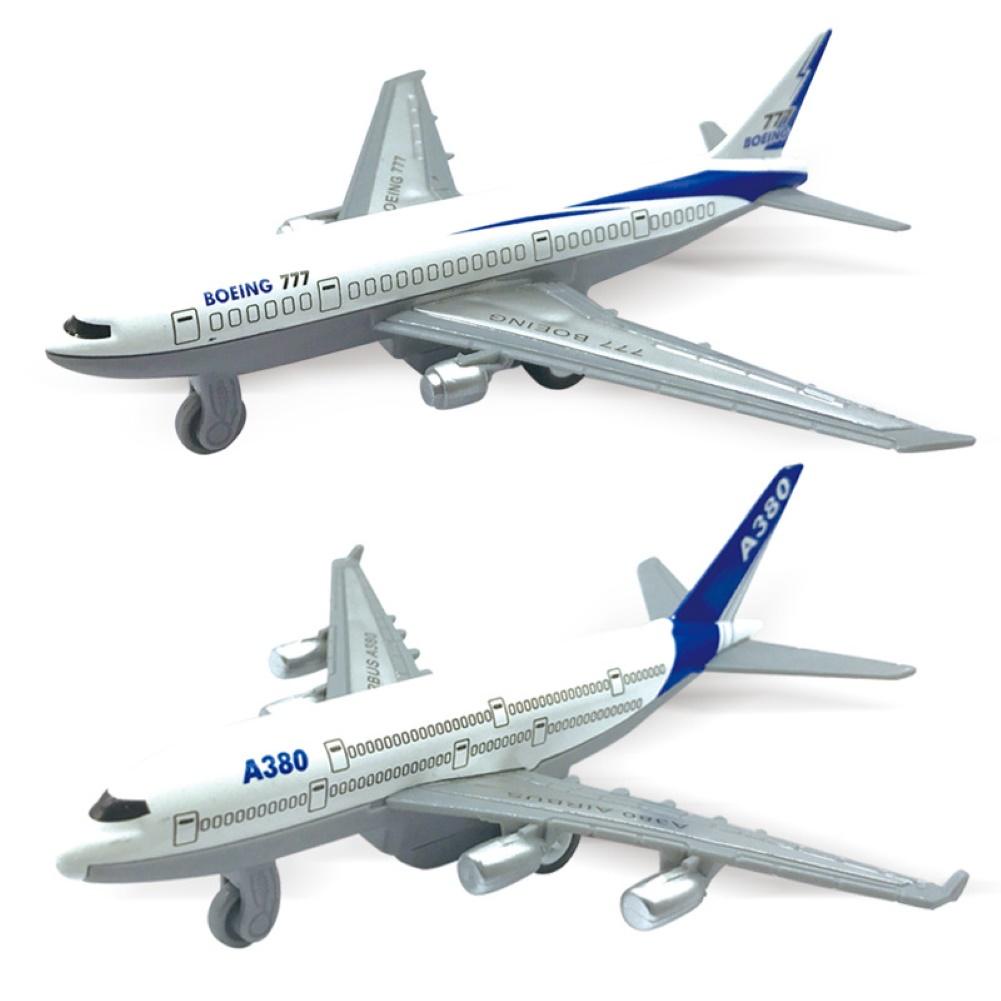 2 chiếc Máy bay mới nhất Diecast Boeing 777 Airbus A380 Mô hình kim loại Đồ chơi mô phỏng cao có thể trượt lại Quà tặng