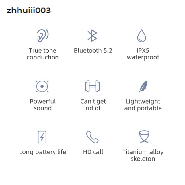 ZHIHUI Bluetooth-compatible  Earphones Bone Conduction Headphones Bl09 Ear-mounted Music Wireless Sports Stereo Earplugs