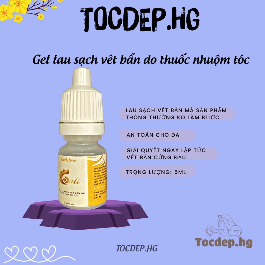 Dung dịch tẩy thuốc nhuộm tóc dính vào da đầu, cơ thể an toànGel lau chùi làm sạch vết bẩn do màu nhuộm tóc Tocdep.hg