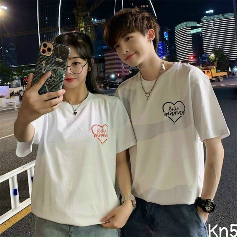 Áo đôi dễ thương thun cotton dày dặn đủ màu size giá 2 áo