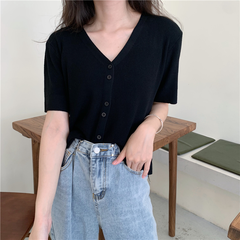 SUXI Áo Dệt Kim Cổ Chữ V Nhiều Màu Tùy Chọn Cho Nữ