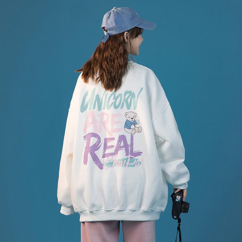 IELGY    Áo sweater Cổ Tròn Phong Cách Thời Trang Đường Phố Cho Nữ