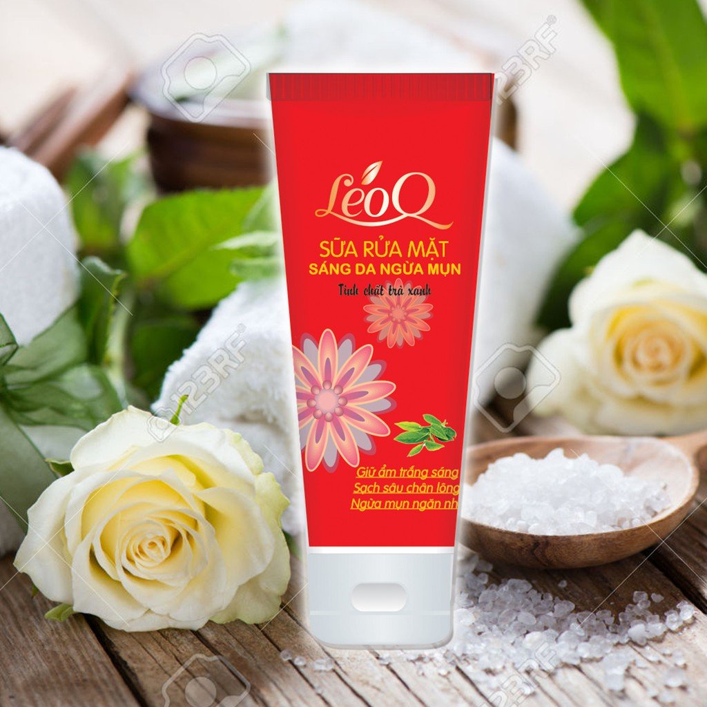 Sữa rửa mặt trà xanh LeoQ  60g ngăn ngừa mụn cho làn da trắng sáng mịn màng