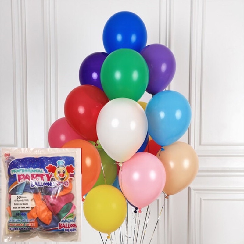 Bong bóng tròn trộn nhiều màu Thái Lan: bịch 50c.