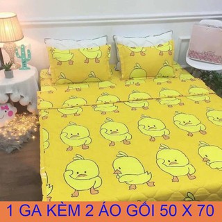 VỎ GỐI 50 X 70 - Bộ ga giường⚡️1 drap nệm 1m6/1m8 kèm 2 áo gối loại lớn mẫu vịt vàng