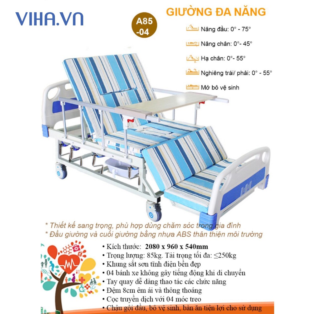 Giường Bệnh Nhân 4 Tay Quay Đa Năng Akiko A85-04