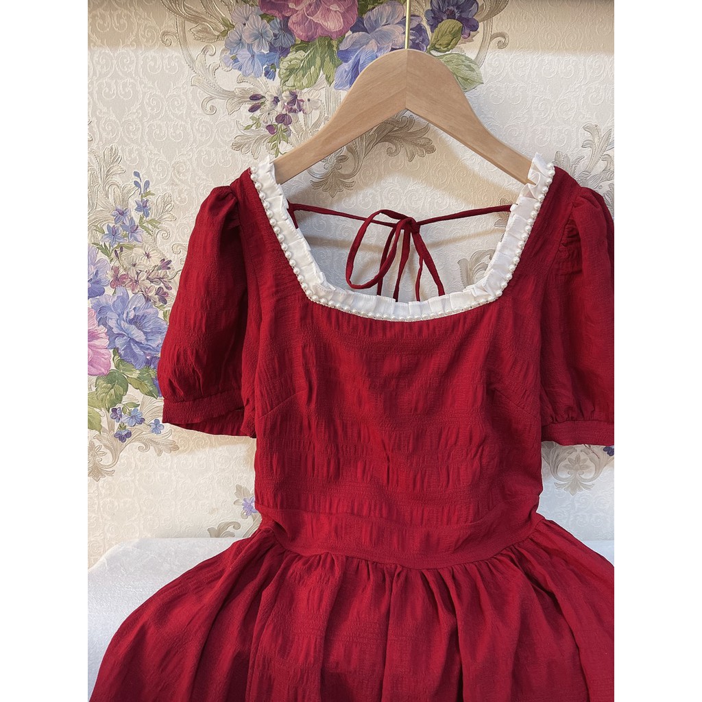 Đầm cổ vuông viền ren dự tiệc tay ngắn xinh đẹp dễ thương cho đi chơi, đi đám cưới cao cấp - Thời Trang VADA - D70 | BigBuy360 - bigbuy360.vn