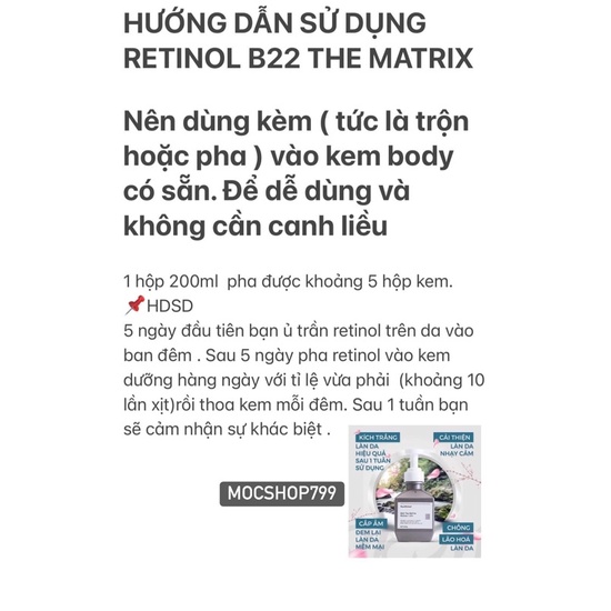 RETINOL THE MATRIX B22 1,5%  KEM DƯỠNG TRẮNG DA BODY