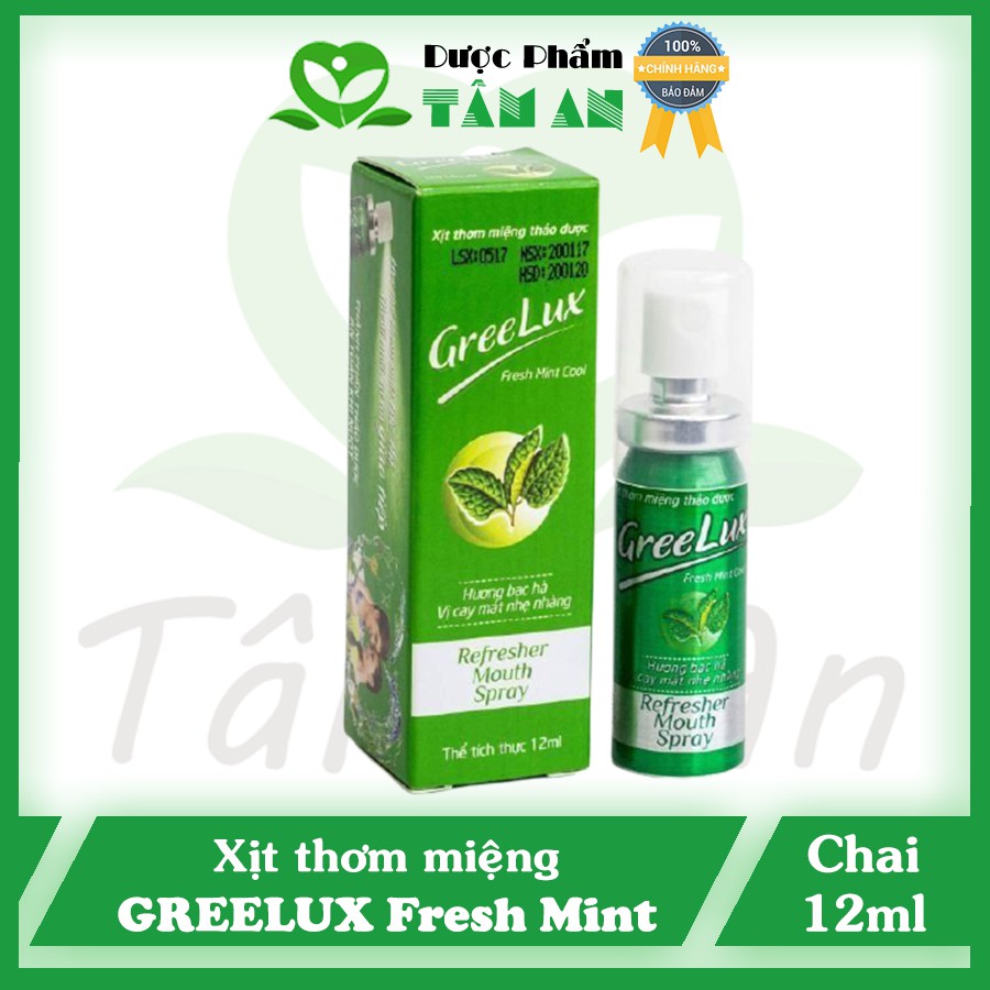 Xịt thơm miệng Greelux Extra Cool Thảo Dược ⚡ 𝑪𝒉𝒊́𝒏𝒉 𝒉𝒂̃𝒏𝒈 ⚡ Nước khử mùi hôi miệng, ngăn ngừa vi khuẩn - Chai 12ml