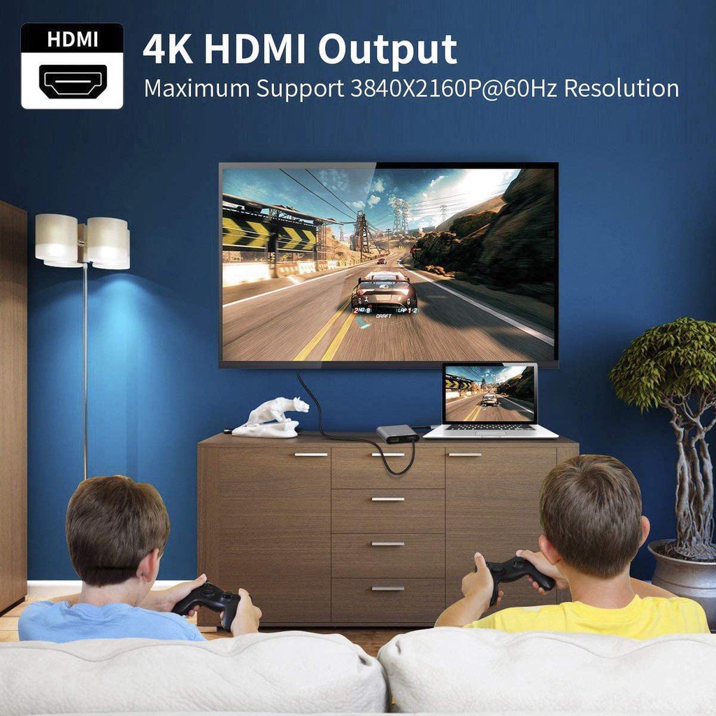 Cáp chuyển Usb Type-c ra HDMI + HDMI hỗ trợ 4k