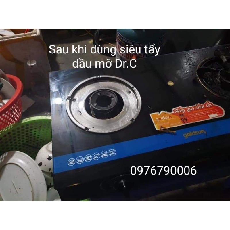 Siêu tẩy dầu mỡ lâu ngày Dr.C loại 500ml, làm sạch, hút mùi, vật dụng nhà bếp - Hàng chính hãng