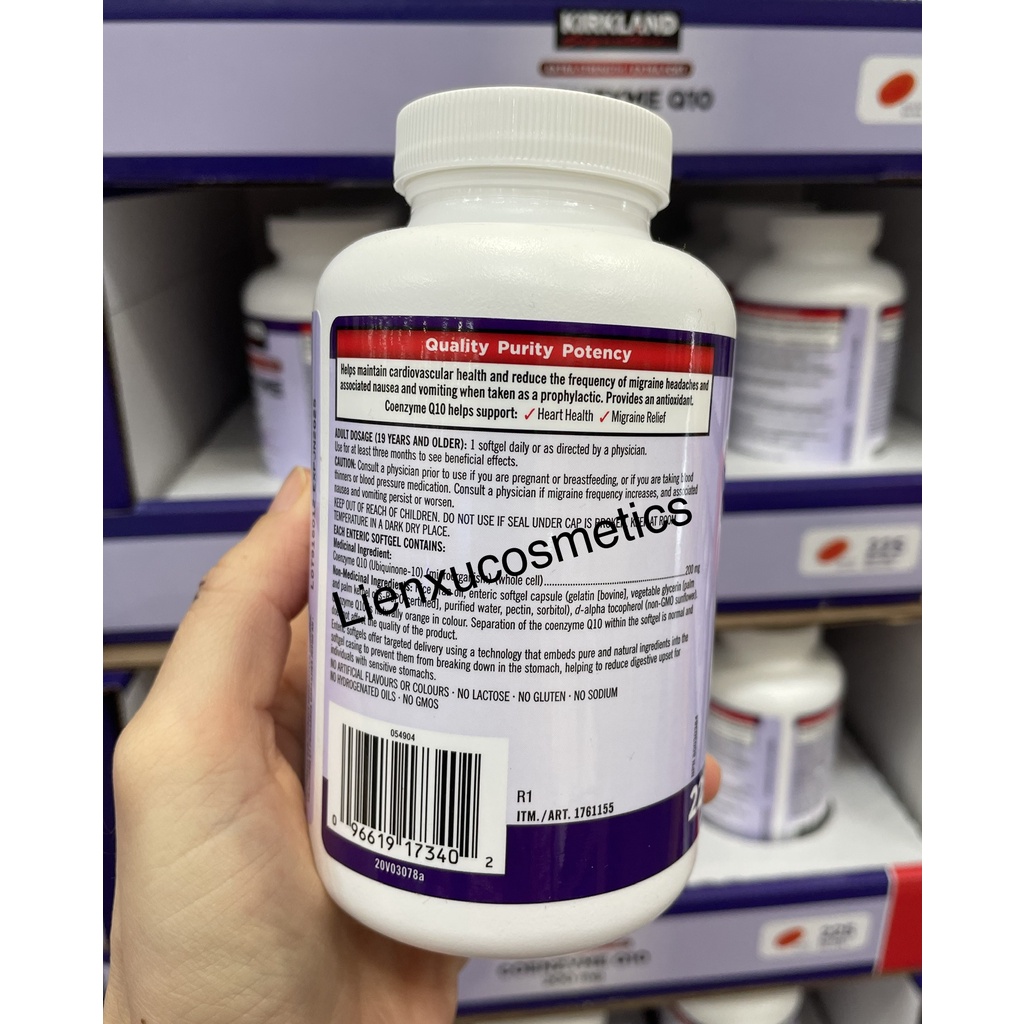 Viên uống bổ trợ tim mạch Coenzyme Q10 200mg ; 225 viên. HSD 2027( Costco Canada)