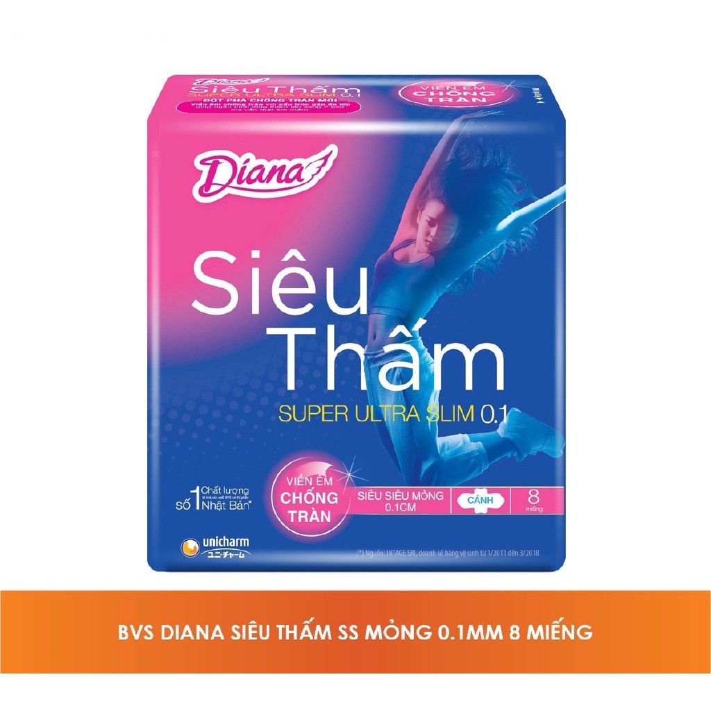 [Chính Hãng] Lốc 6 gói băng vệ sinh Diana siêu thấm siêu mỏng 0.1 gói 8miếng 23cm mặt lưới