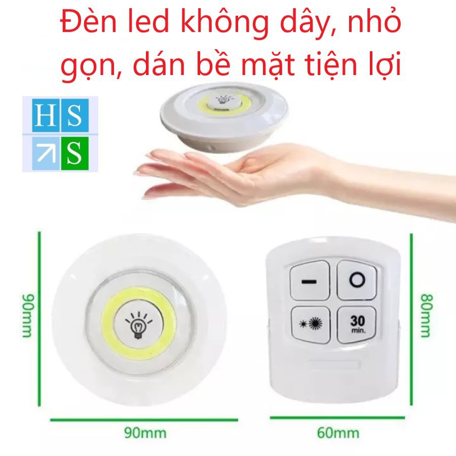 Bộ 3 Đèn LED chiếu sáng không dây dán tường 2 chế độ sáng có điều khiển từ xa dùng pin