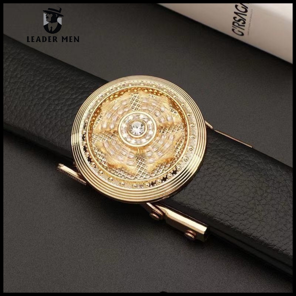 Thắt Lưng Nam Chất Liệu Da Pu Cao Cấp TLK1 Khóa Tự Động - Dây Nịt Da Nam Thời Trang Khóa Mặt Hoa Xoay - LeaderMen