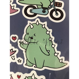 sticker khủng long cute xanh hồng