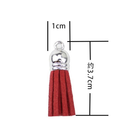 Set 10 Mặt Dây Tua Rua Bằng Da 37mm Màu Bạc Cổ Điển Làm Trang Sức / Điện Thoại / Móc Khóa Diy