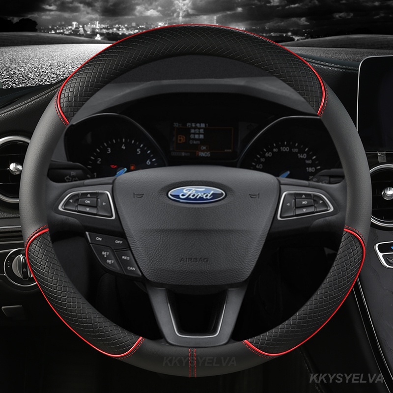 Vỏ Bọc Vô Lăng Xe Hơi Bằng Da 15 inch/38cm Cho Ford Ranger Fiesta F-150 Everest Mustang Kuga EcoSport Escort Escape