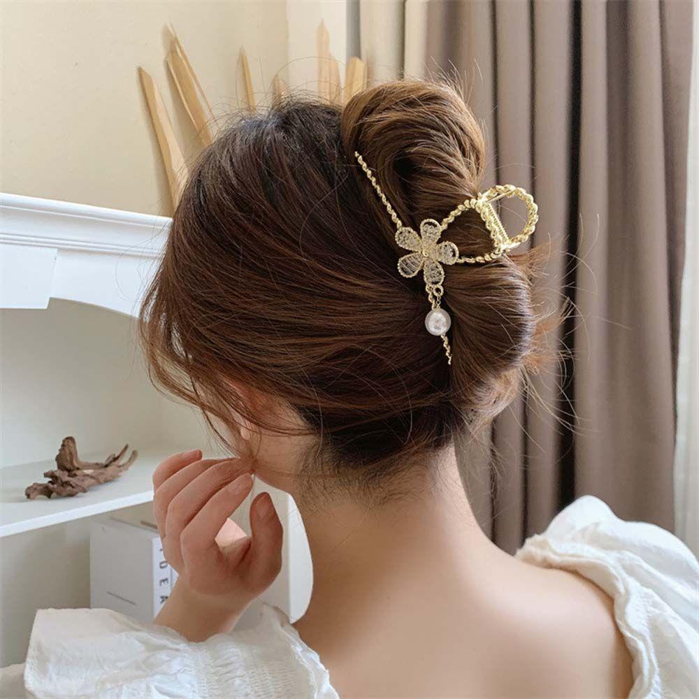 IVORY Kẹp Tóc Kim Loại Hình Cá Mập Đính Hạt Xinh Xắn Phong Cách Vintage Cho Bạn Gái