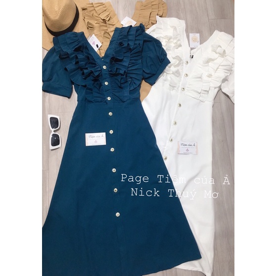 Váy thiết kế cổ bèo tiểu thư kèm ảnh thật (váy 2 kiểu, 1 kiểu k tay và 1 kiểu có tay) | BigBuy360 - bigbuy360.vn