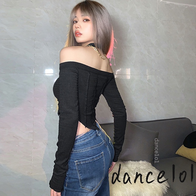 Áo croptop tay dài màu sắc đơn giản dành cho nữ