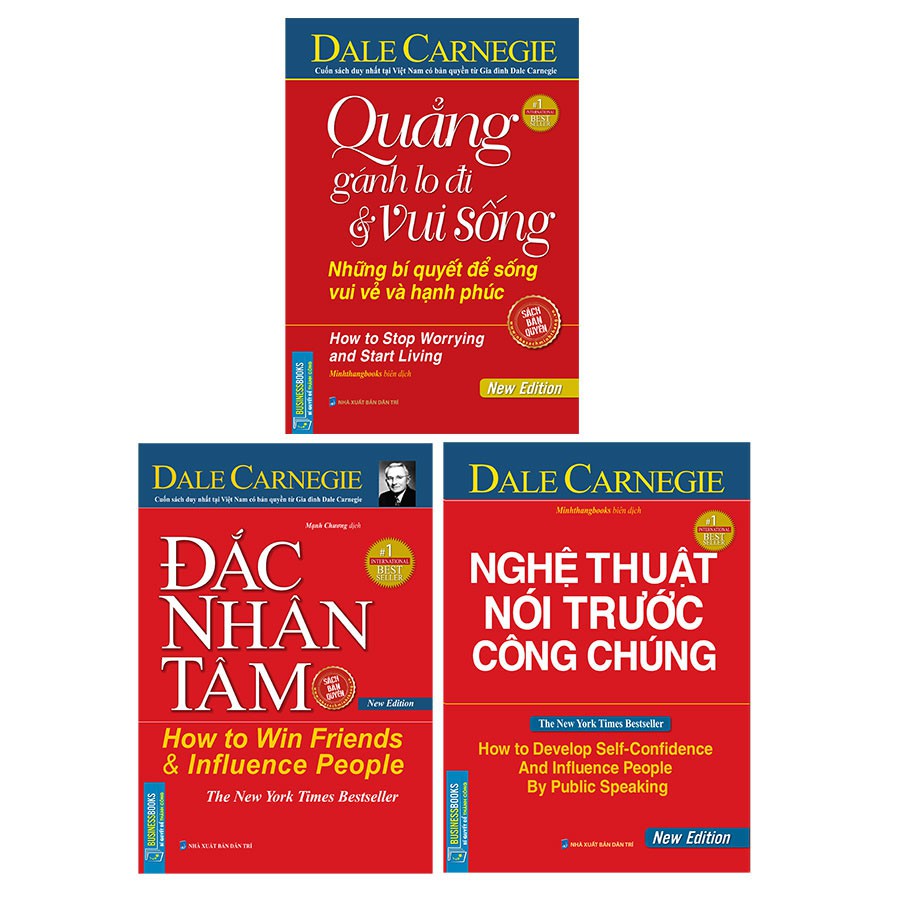 Sách Combo Hộp sách 3 cuốn (Đắc nhân tâm + Quẳng gánh lo đi &amp; vui sống+ Nghệ thuật nói trước công chúng)