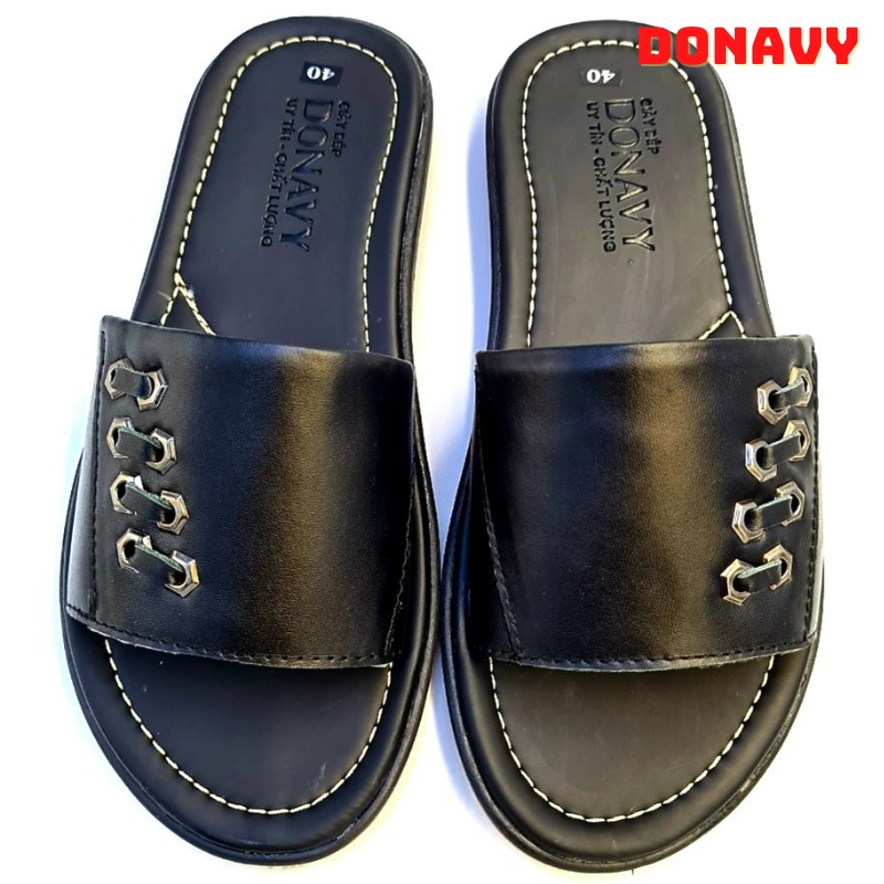 Dép nam quai ngang da bò 100% DONAVY, Quai thiết kế đẳng cấp, May FULL quai chắc chắn, mạnh mẽ D.Mocxich