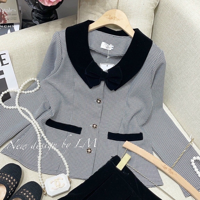 Set áo ziczac phối nhung