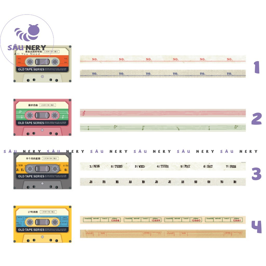 [SALE XẢ HÀNG] Sâu Nery - SN98 - Băng dán trang trí Washitape OLD TAPE SERIES