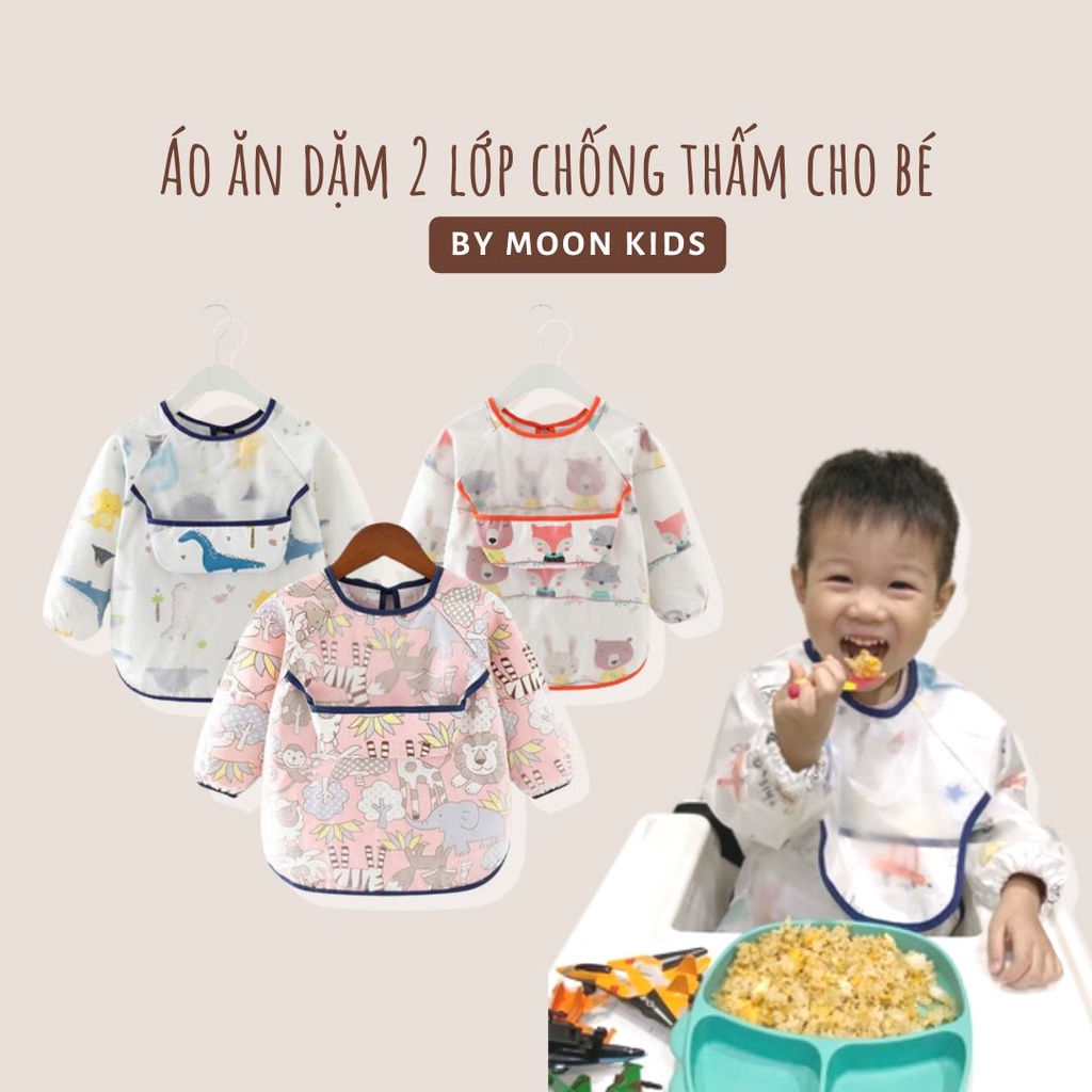 Áo ăn dặm dài tay, áo ăn dặm BLW chống thấm cao cấp cho bé 0 - 4 tuổi - Moon kids fashion