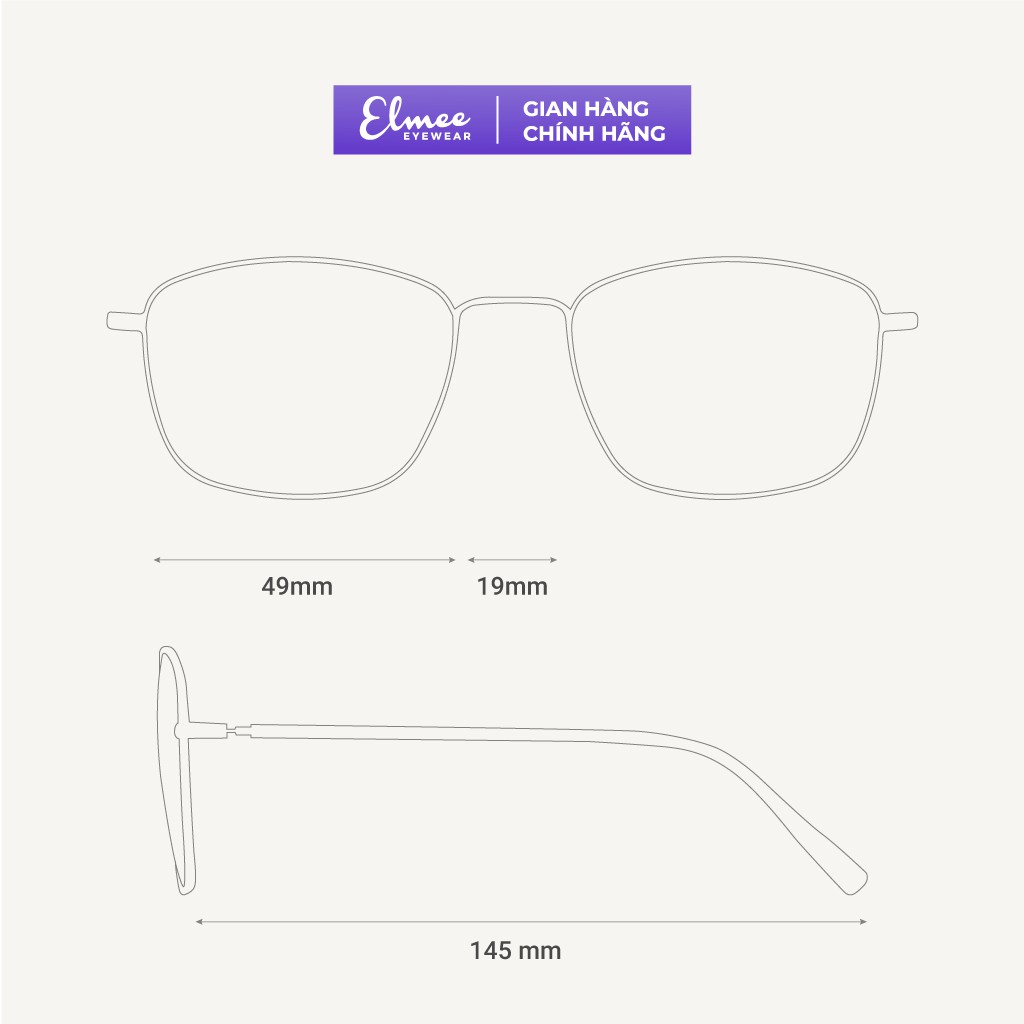 Gọng kính cận mắt vuông dáng Hàn Quốc Elmee E5256, có cắt mắt cận | BigBuy360 - bigbuy360.vn