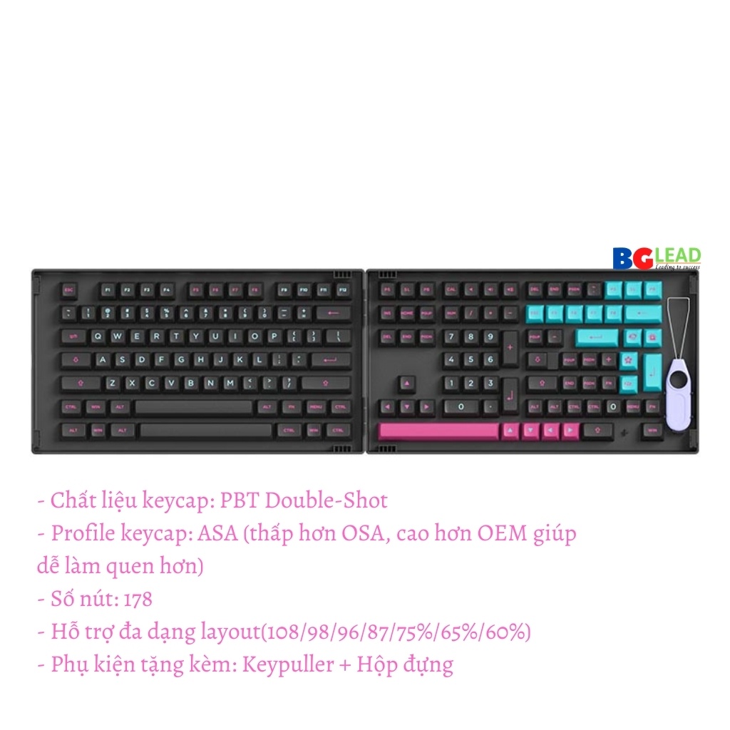 Bộ keycaps cho bàn phím cơ AKKO Keycap set – Midnight (PBT Double-Shot/ASA profile/178 nút) - Mai Hoàng BH chính hãng