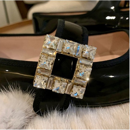 Giày búp bê mũi vuông có khóa vuông cổ điển thời trang