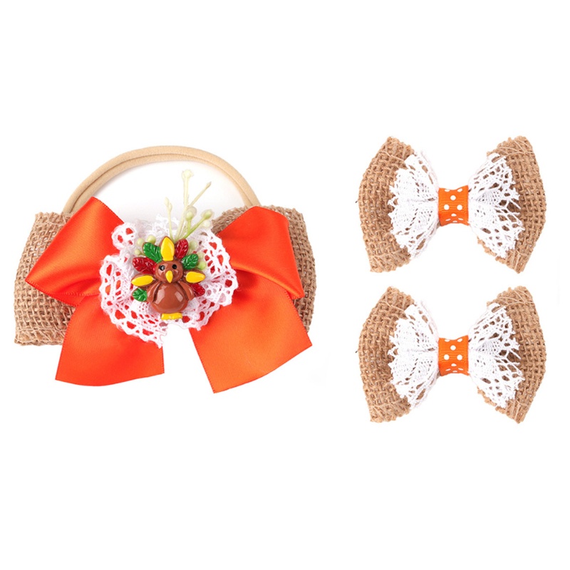 Set 3 Kẹp Tóc Hình Bướm Phối Ren Xinh Xắn Dành Cho Bé Gái