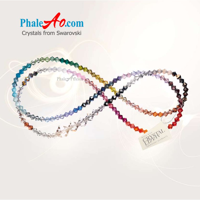 Pha lê SWAROVSKI, Hạt nón 4,6ly 5328 xilion bead 001AB, Tặng dây xỏ - PhaleAo