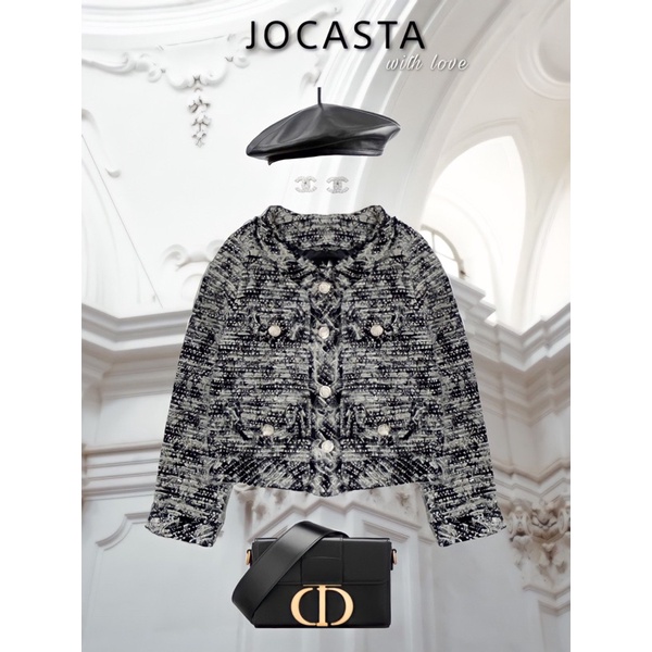 Áo dạ tweed tua rua Jocasta - Hàng quảng châu cao cấp QCCC