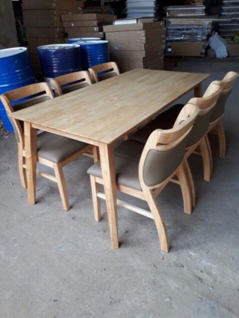 Bộ bàn ăn Sala 6 ghế màu gỗ (Freeship nt HCM, Dĩ An, Biên Hoà)